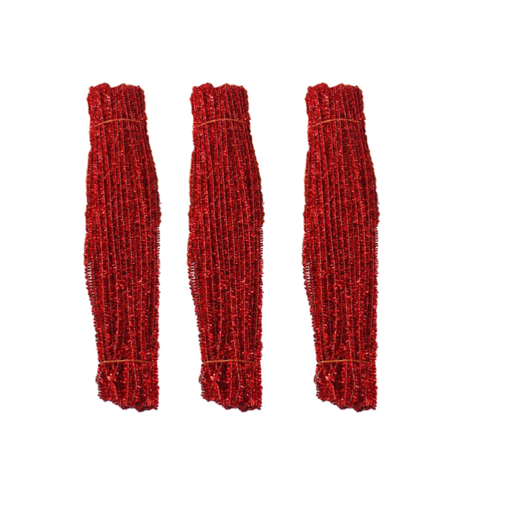 300PCS DIY Twisted Sticks Delicate Twisting Glitter Rods Bendable Bars DIY Christmas Sticks (Red)