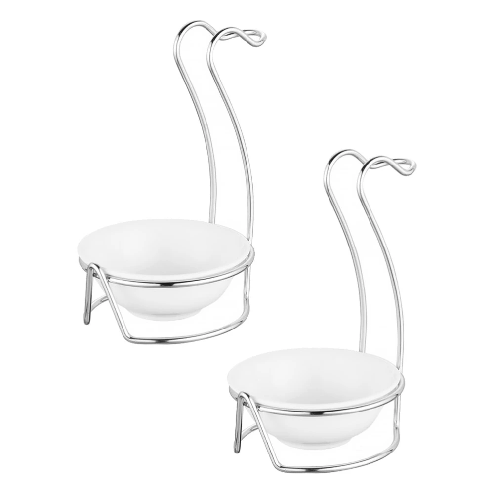 2 Sets Stainless Steel Soup Spoon Holders Home Restaurant Soup Ladle Racks