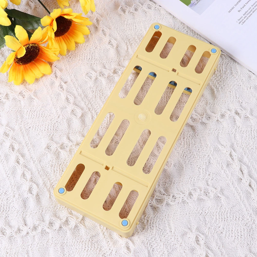 1pc Dental Plastic Sterilization Rack Surgical Sterilization Box Disinfection Tray for 5 Tools Storage (Yellow)