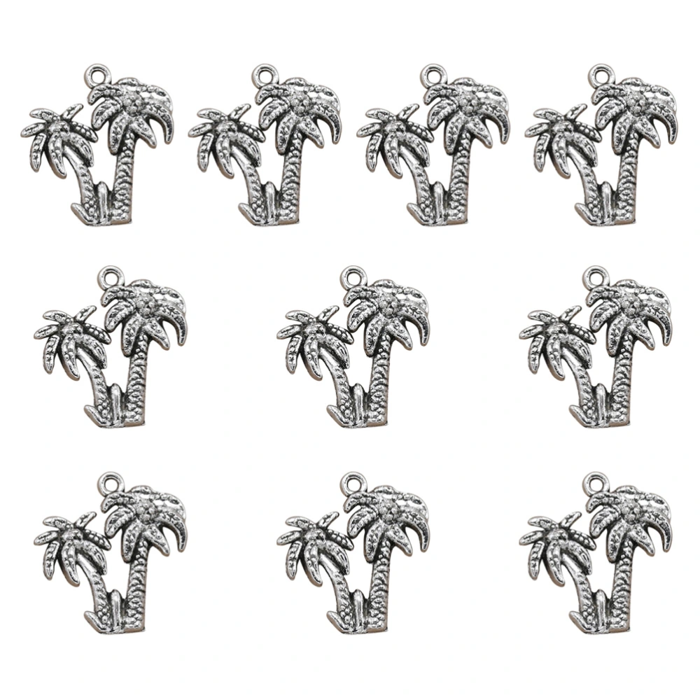 10PCS Alloy Coconut Tree Charms Pendants DIY Jewelry Making Accessory for Necklace Bracelet (Antique Silver)