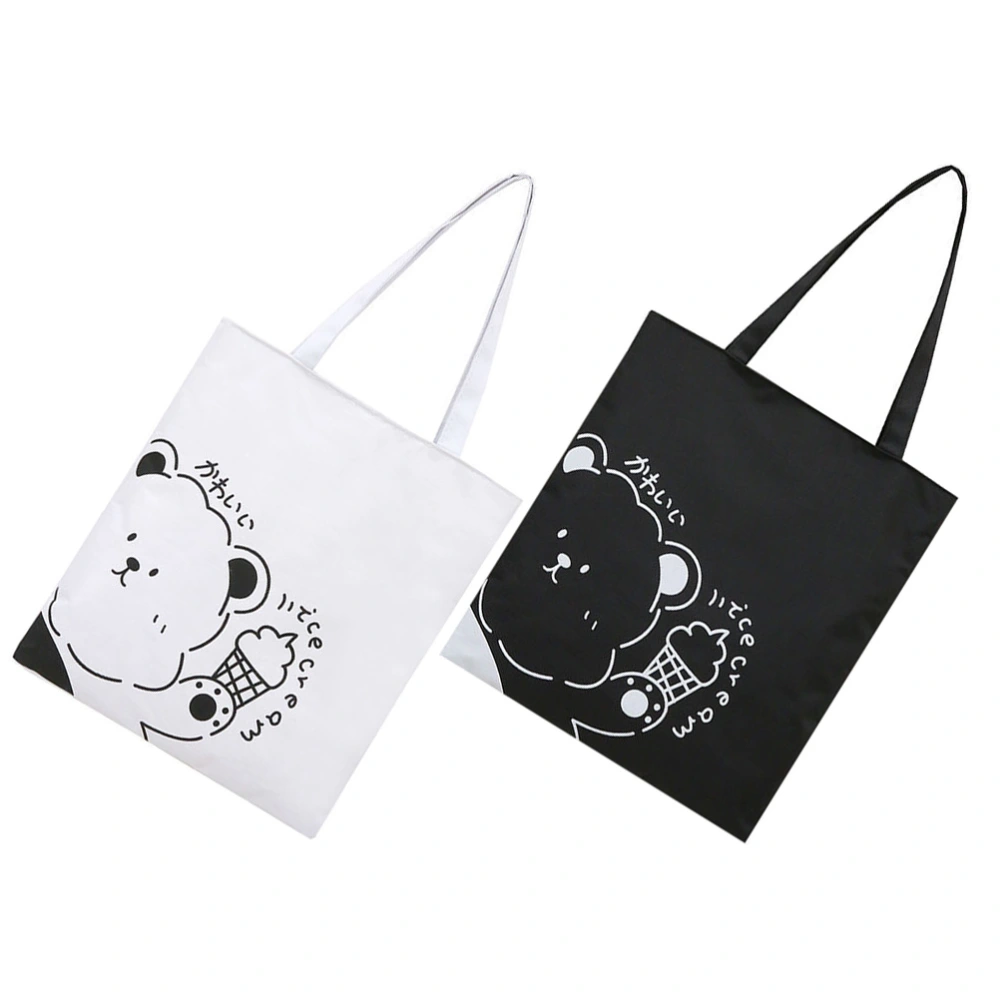 2pcs Canvas Tote Bag Lovely Shoulder Bag Simple Tote Handbag for Women Girls