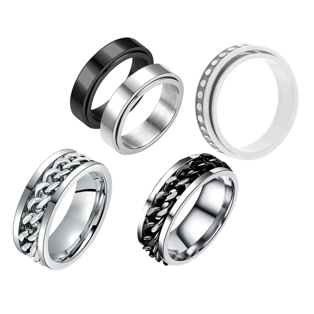 5pcs Anxiety Fidget Rings Titanium Steel Finger Rotate Rings Thumb Ring Set