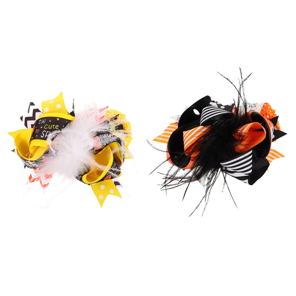 2PCS Halloween Bow Hair Bands Lovely Children Cloth Head Bands (Random Color)