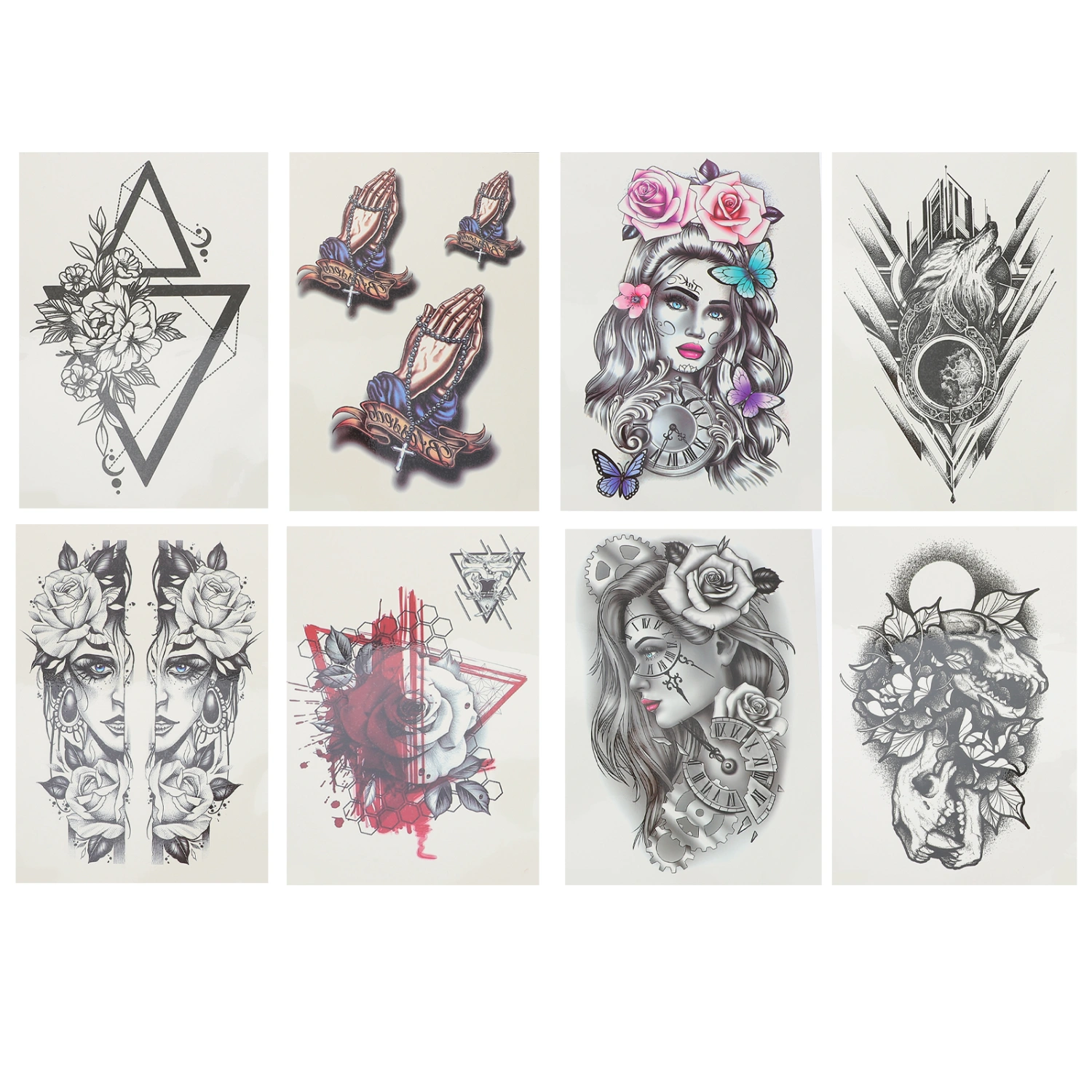 8 Sheets Fake Tattoos Sticker Arm Temporary Tattoos Halloween Tattoos Stickers