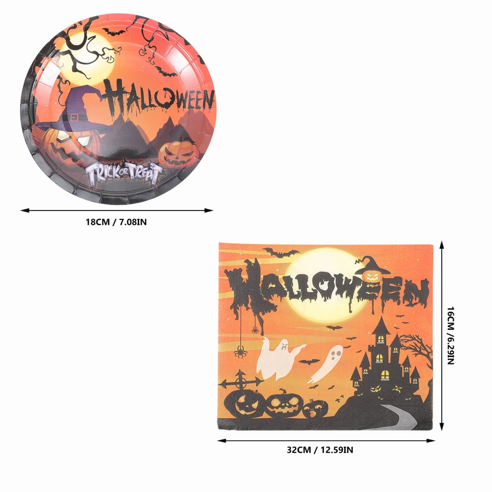 1 Set Halloween Disposable Dinnerware Halloween Paper Plates Halloween Napkins