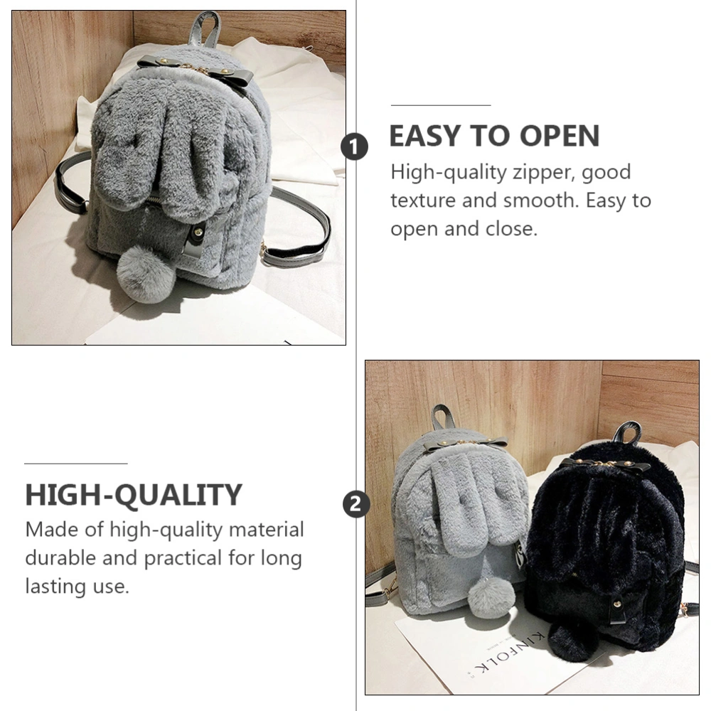 Delicate Plush Backpack Rabbit Ear Backpack Lovely Women Casual Backpack