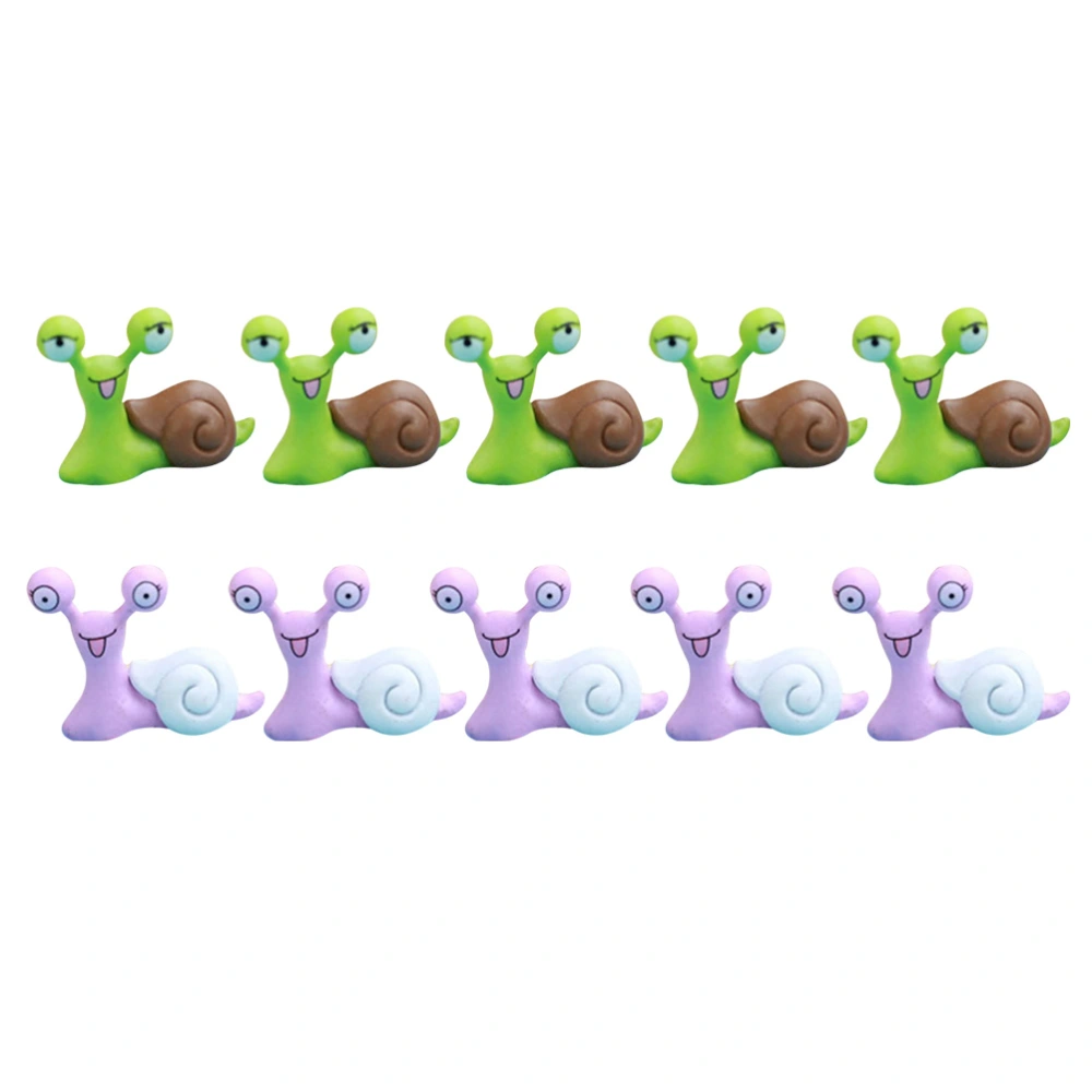 10Pcs Garden Decorations Miniature Snail Figurines Resin Craft Snail Shaped Statues