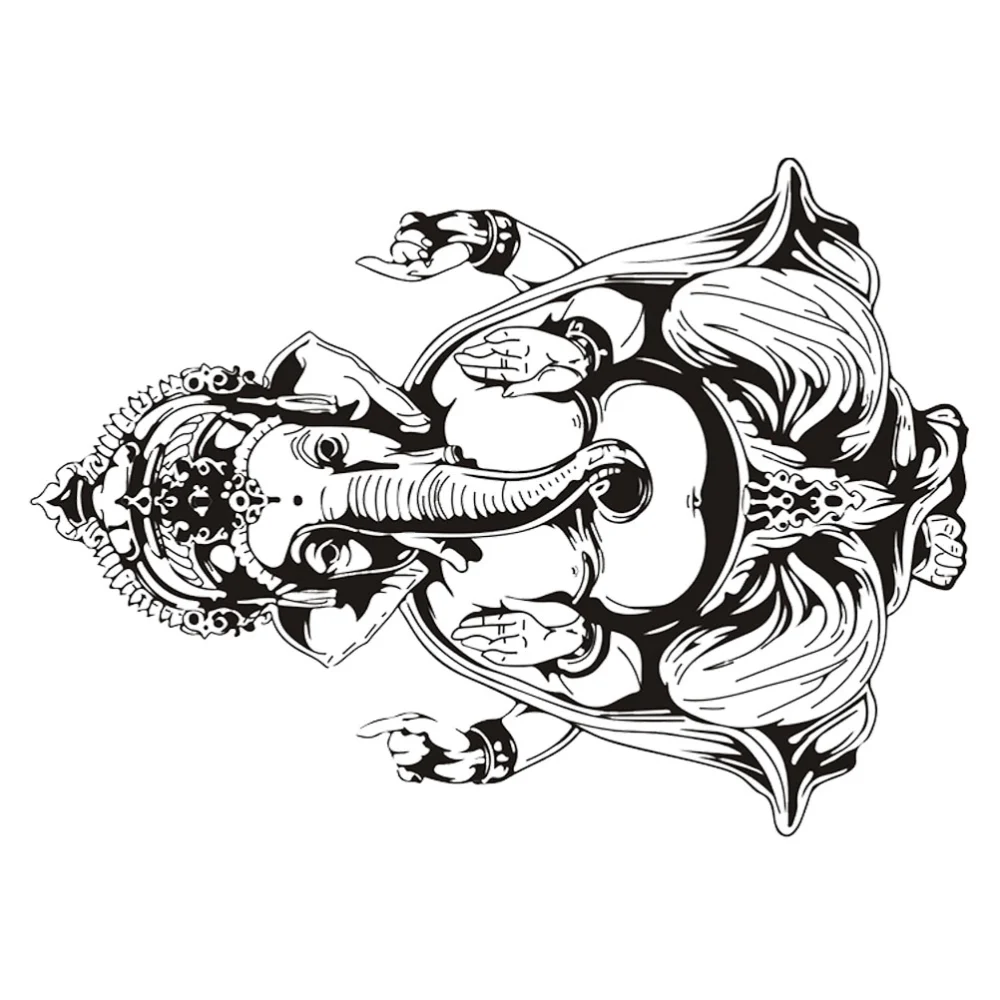 1Pc Elephant God Wallpaper Yoga Wall Decoration Mandala Ganesha Wallpaper PVC Eco-friendly Wallpaper for Gym (Black)