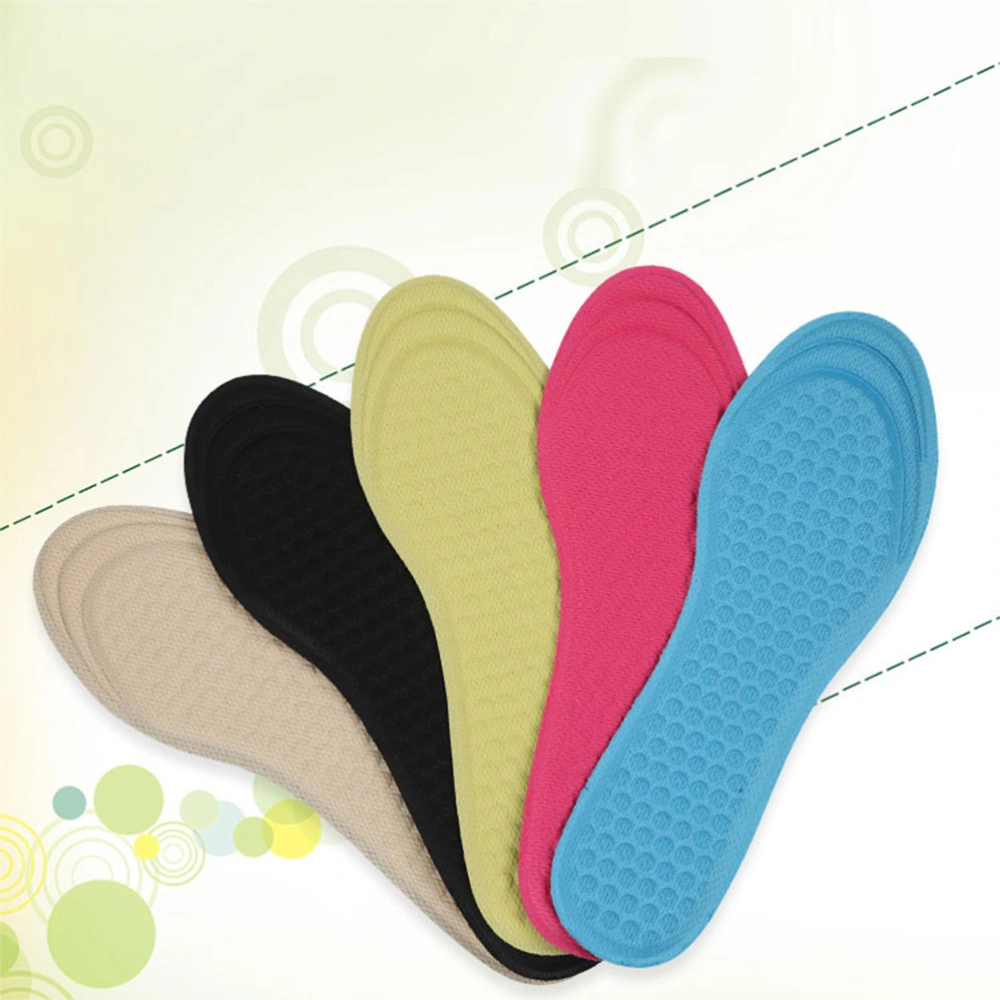 5 Pairs Unisex Stretch Breathable Shoe Relief Pain Running Cushion Absorption Insoles Pad Insert Size 36-40 (Green Blue Apricot Black and Rose Red)