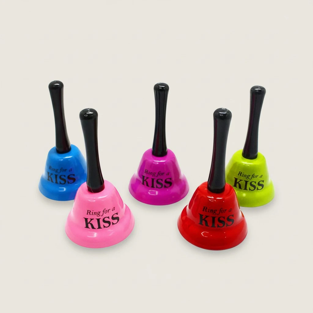 2pcs Christmas Decorative Hand Bells Kiss Bells Party Funny Toys (Random Color)