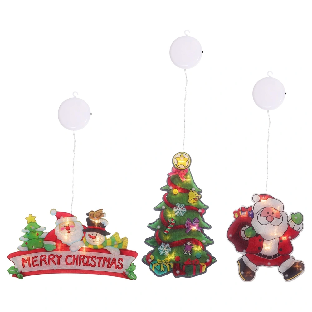 3Pcs Christmas Decorative Light Holiday Window Christmas Light Sucker Light (Ramdon Style)