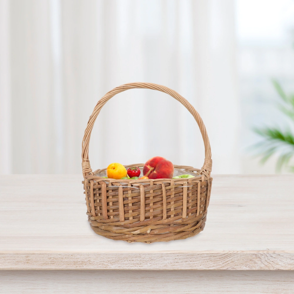 1Pc Handmade Flower Basket Decorative Storage Basket Rattan Basket for Home