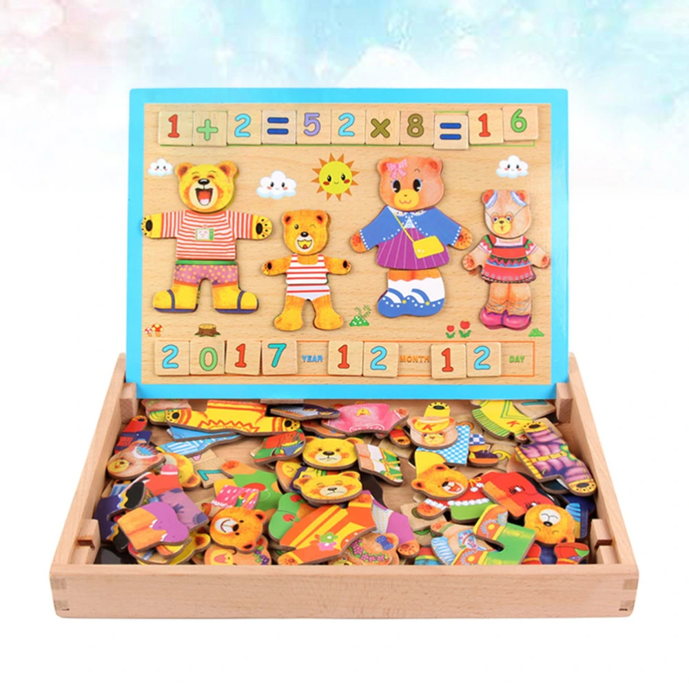 1pc Wooden Magnetic Jigsaw Puzzle Digit Arithmetic Early Intelligence Educational Plaything for Kids (Assorted Color)