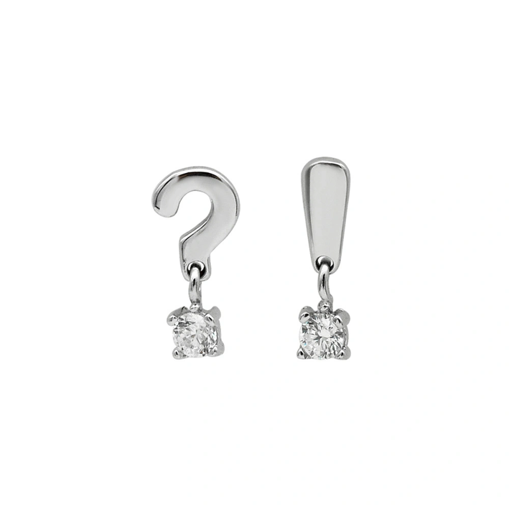 1Pair of Square Geometric Earring Simple Question Mark Exclamation Point Earring Asymmetric earrings(Silver)