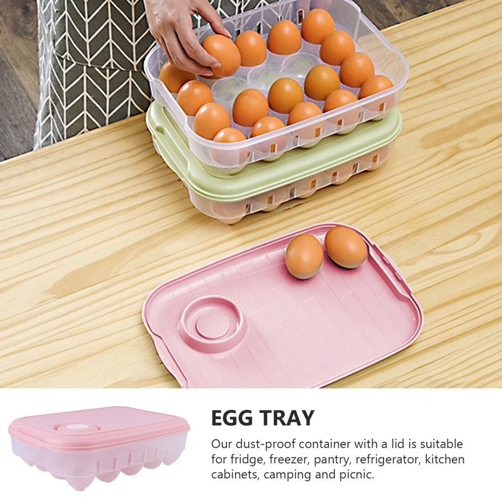 20 Eggs Holder Refrigerator Clear Egg Carrier Box with Lid Storage Dispenser