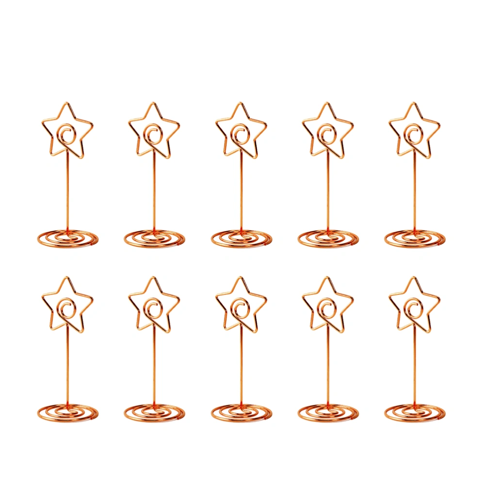 10pcs Star Memo Clip Creative Memo Note Paper Photo Holder Clamps Stand Desktop Stand (Rose Gold)