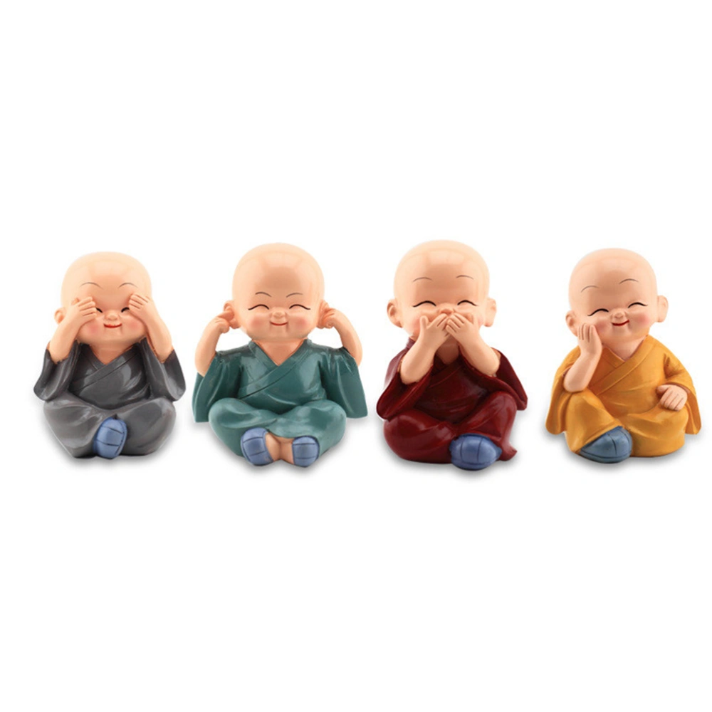 4PCS KongFu Monk Car Interior Display Decoration Car Seat Ornament Home Decor (Random Color)