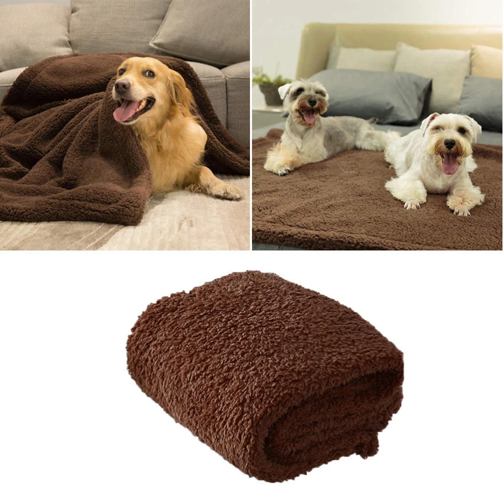 Comfortable Plush Dog and Cat Blanket Super Pet Cushion Sleep Mat Size M Coffee