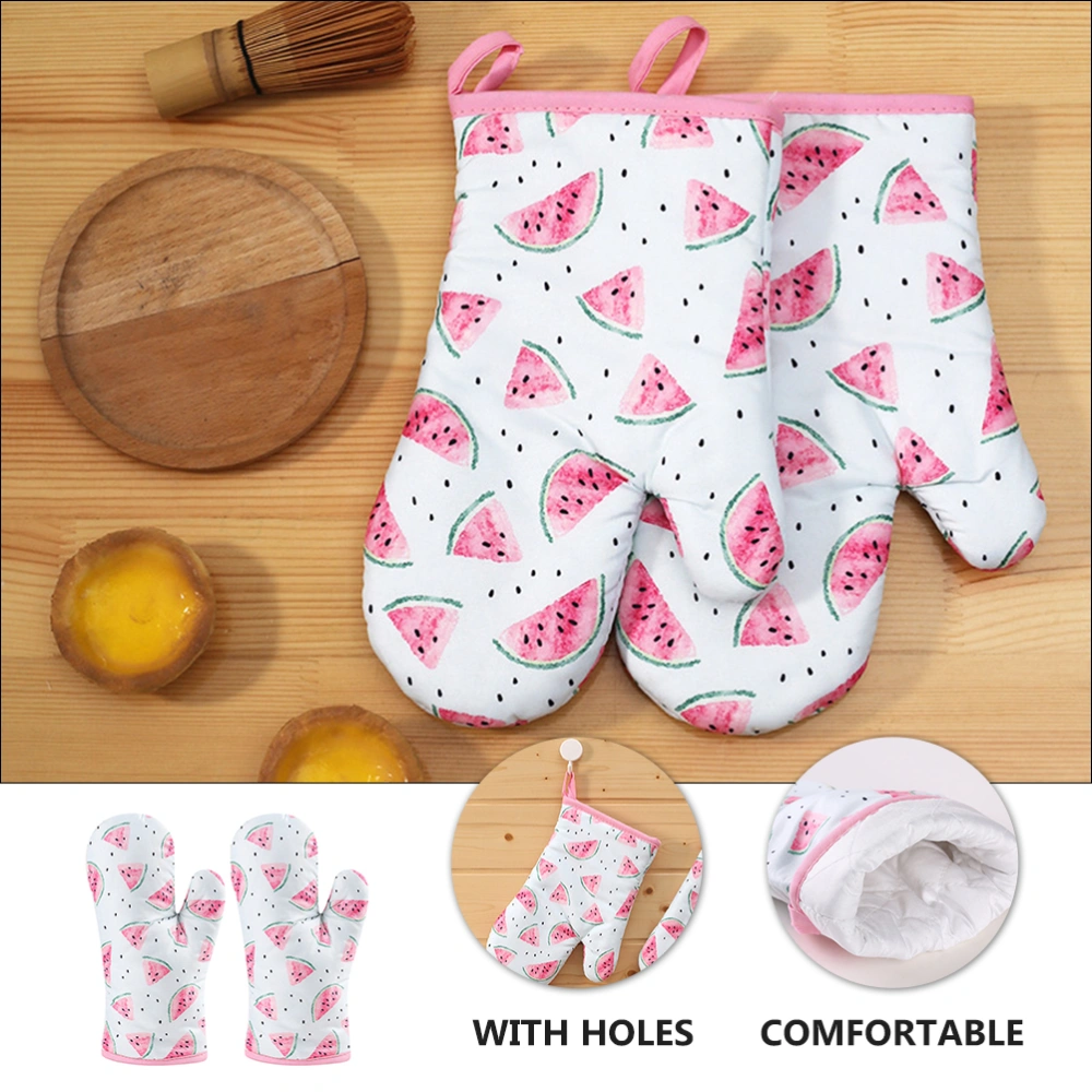 2Pcs Oven Mitts Polyester Heat Resistant Fashion Watermelon Gloves