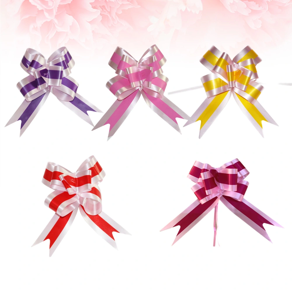 100pcs Pull Bows Gift Knot Ribbons String Bows for Gift Wrapping Flower Fruit Basket Wedding Car Holiday Decoration (Assorted Colors)