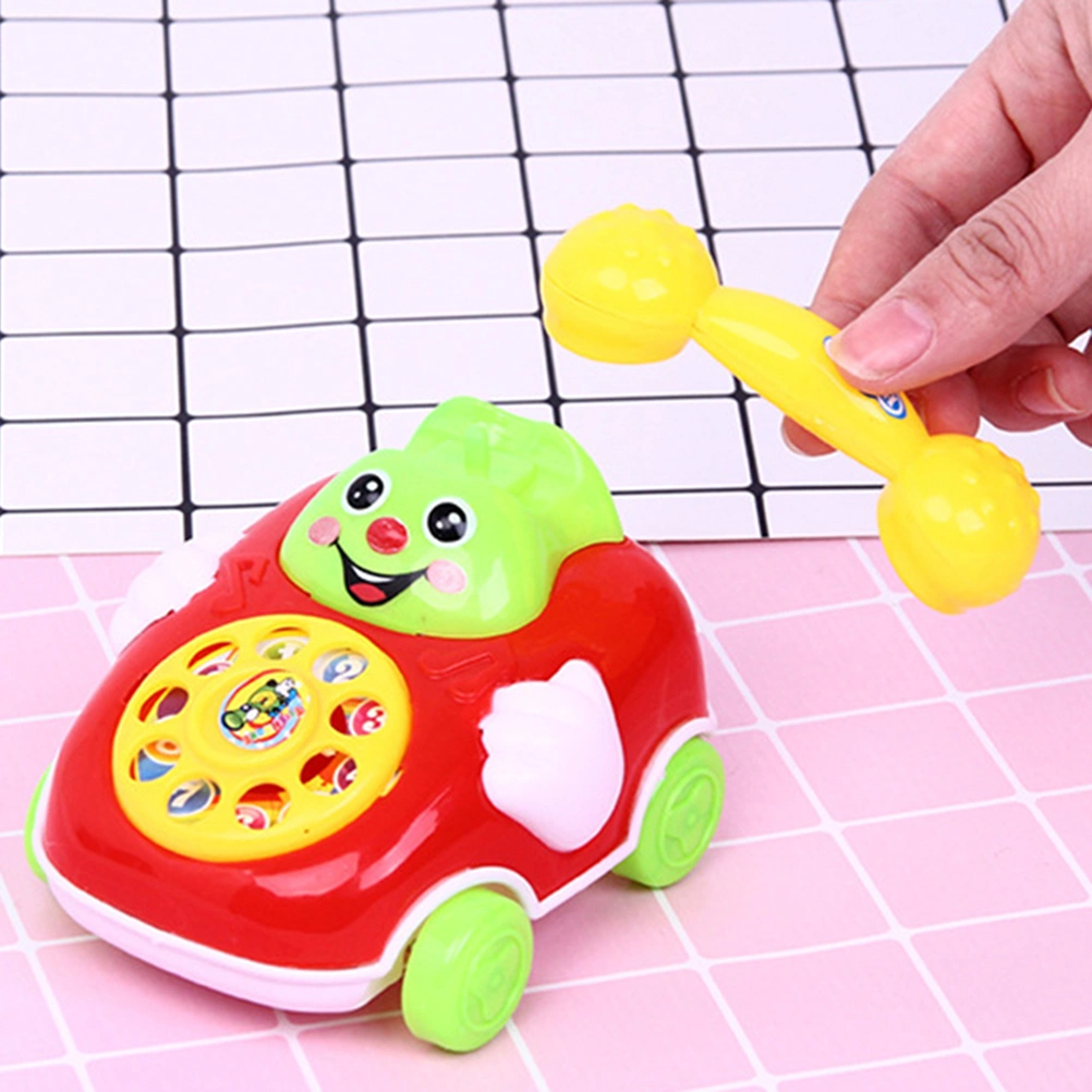 1pcs Kid Simulation Cable Phone Toys Cartoon Telephone Learning Educational Toys for Kids Gifts (Random Color)