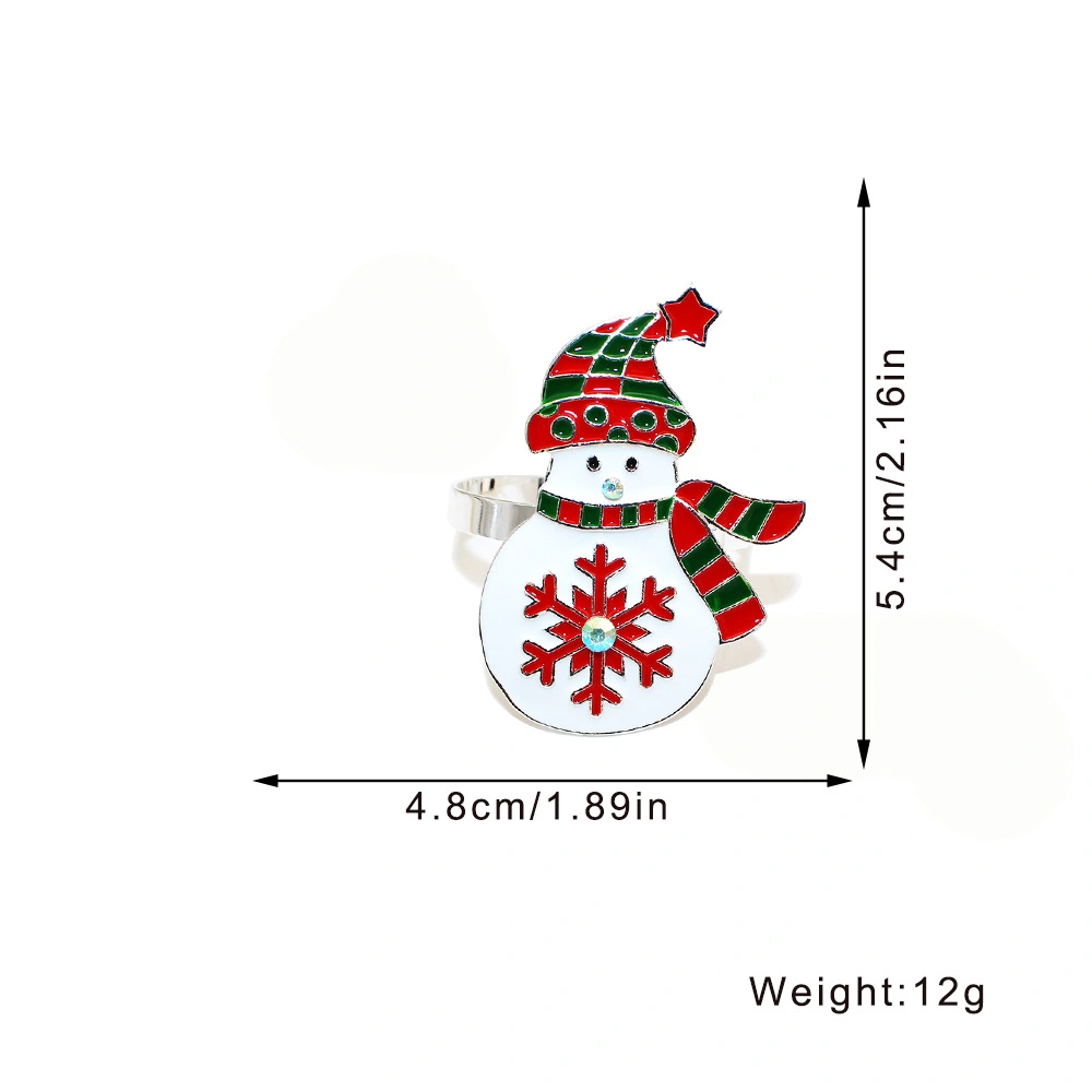 4pcs Christmas Snowman Napkin Ring Cute Napkin Ring Holders Metal Napkin Ring for Party