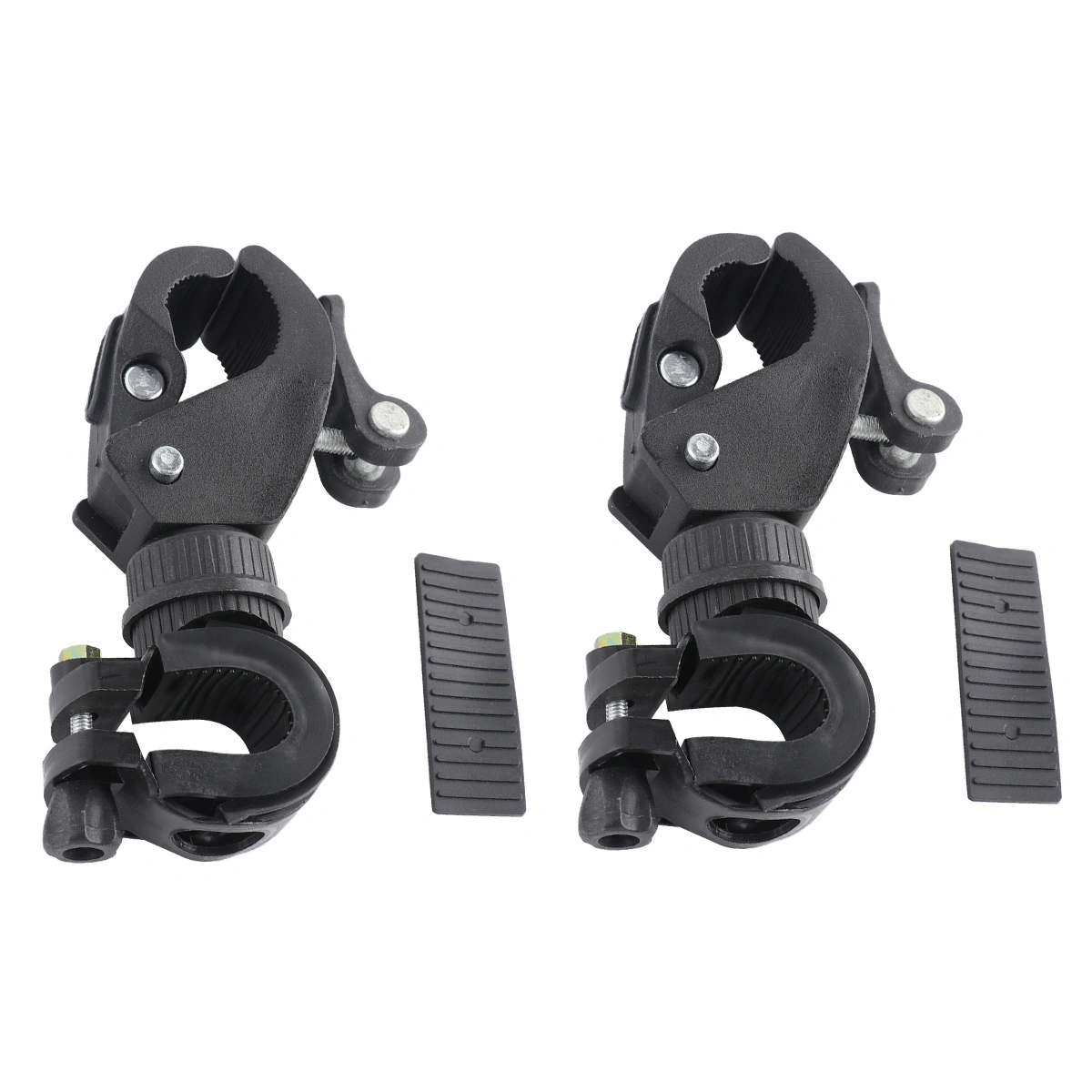 2pcs Flashlight LED Torch Light Holder Adjustable 360 Degree Rotatable Clamp Mount Bike Cycling Grip(Black)