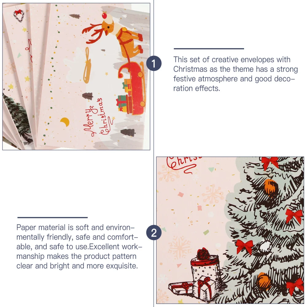 1 Set 8pcs Xmas Greeting Cards Invitation Cards Blessing Cards (Assorted Color)