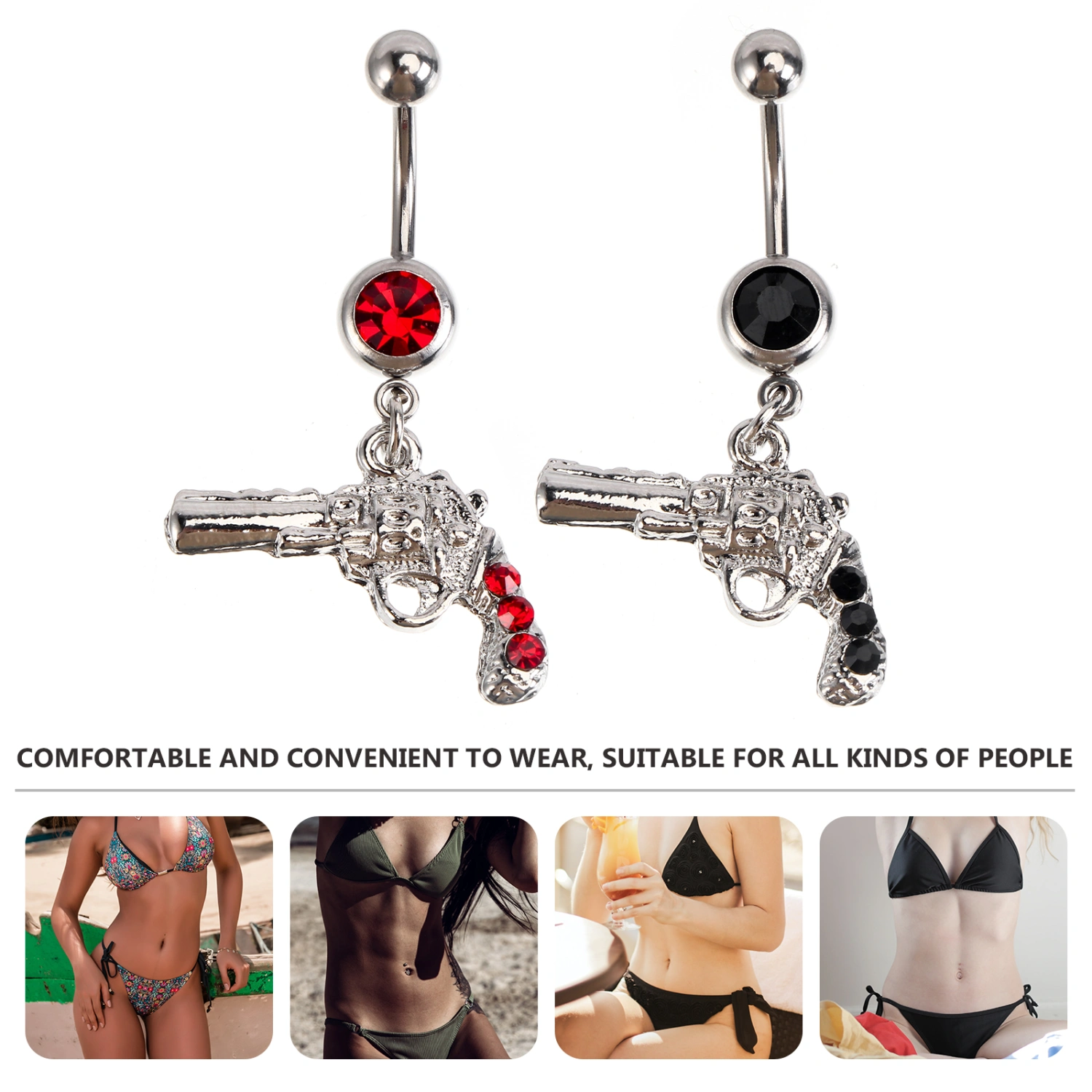 2pcs Navel Piercing Jewelry Piercing Decor Body Piercing Jewelry (Assorted Color)