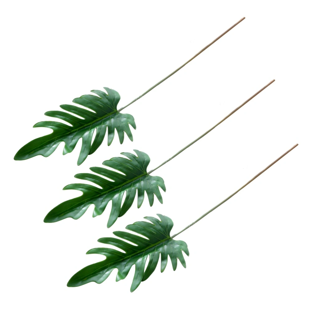 10pcs Split Leaf Philodendron Artificial Faux Leaves Lifelike Plastic Green Plants for Home Office Decor (Green)