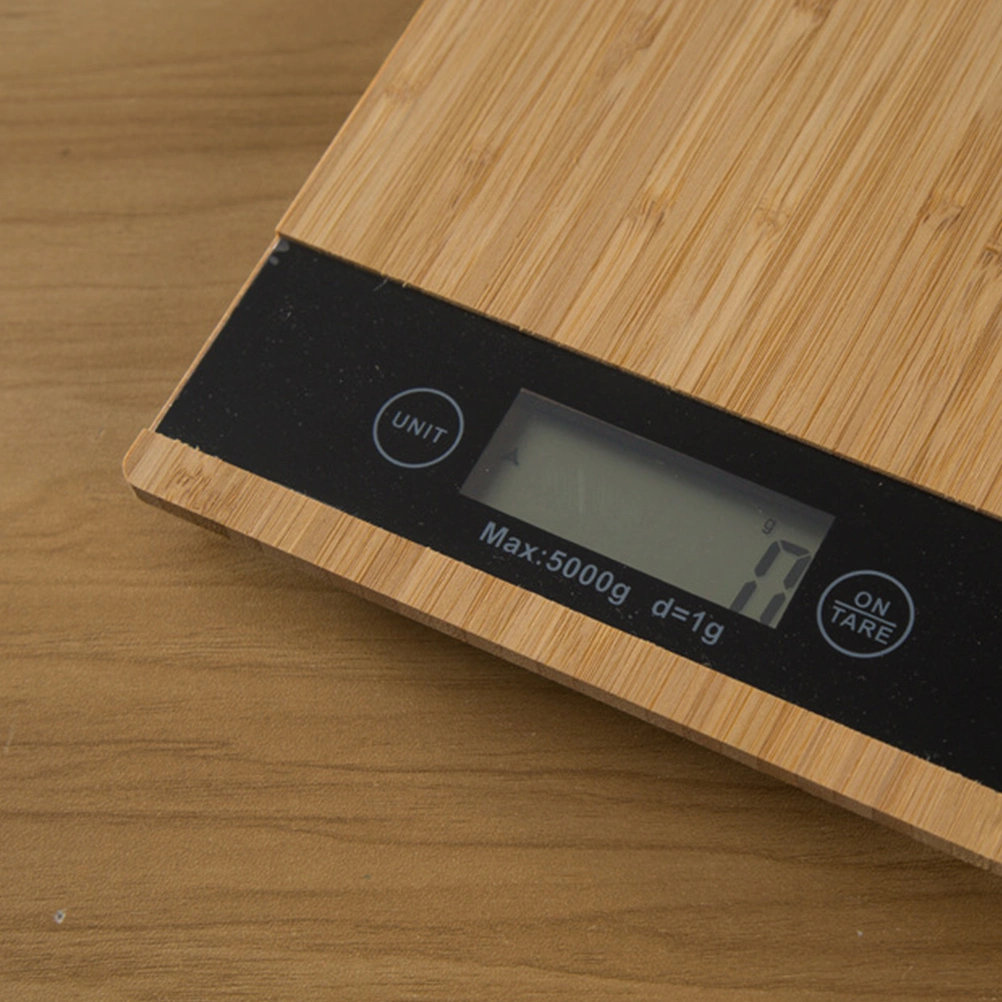 Kitchen Electronic Scale Bamboo Surface Platform Digital Scale Food Cooking Scale for Coffee Tea Leaf Kitchen without Battery
