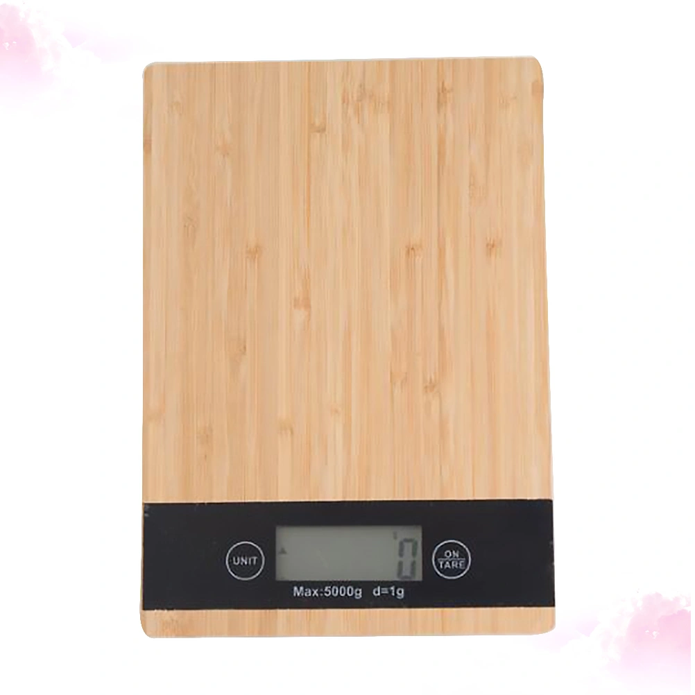 Kitchen Electronic Scale Bamboo Surface Platform Digital Scale Food Cooking Scale for Coffee Tea Leaf Kitchen without Battery