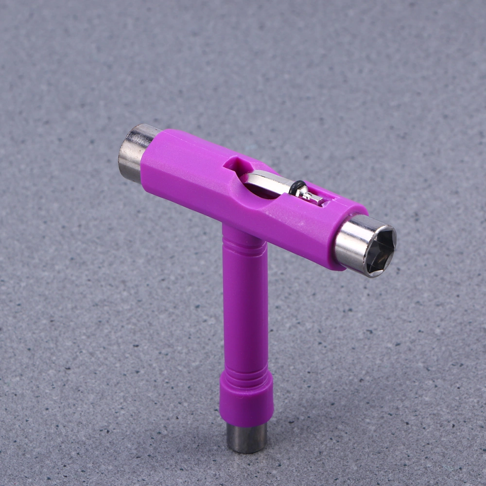 Mini T Type Wrench Tool Roller Skateboard Repair Tool Adjusting Tool with L Wrench L-type Screwdriver (Purple)