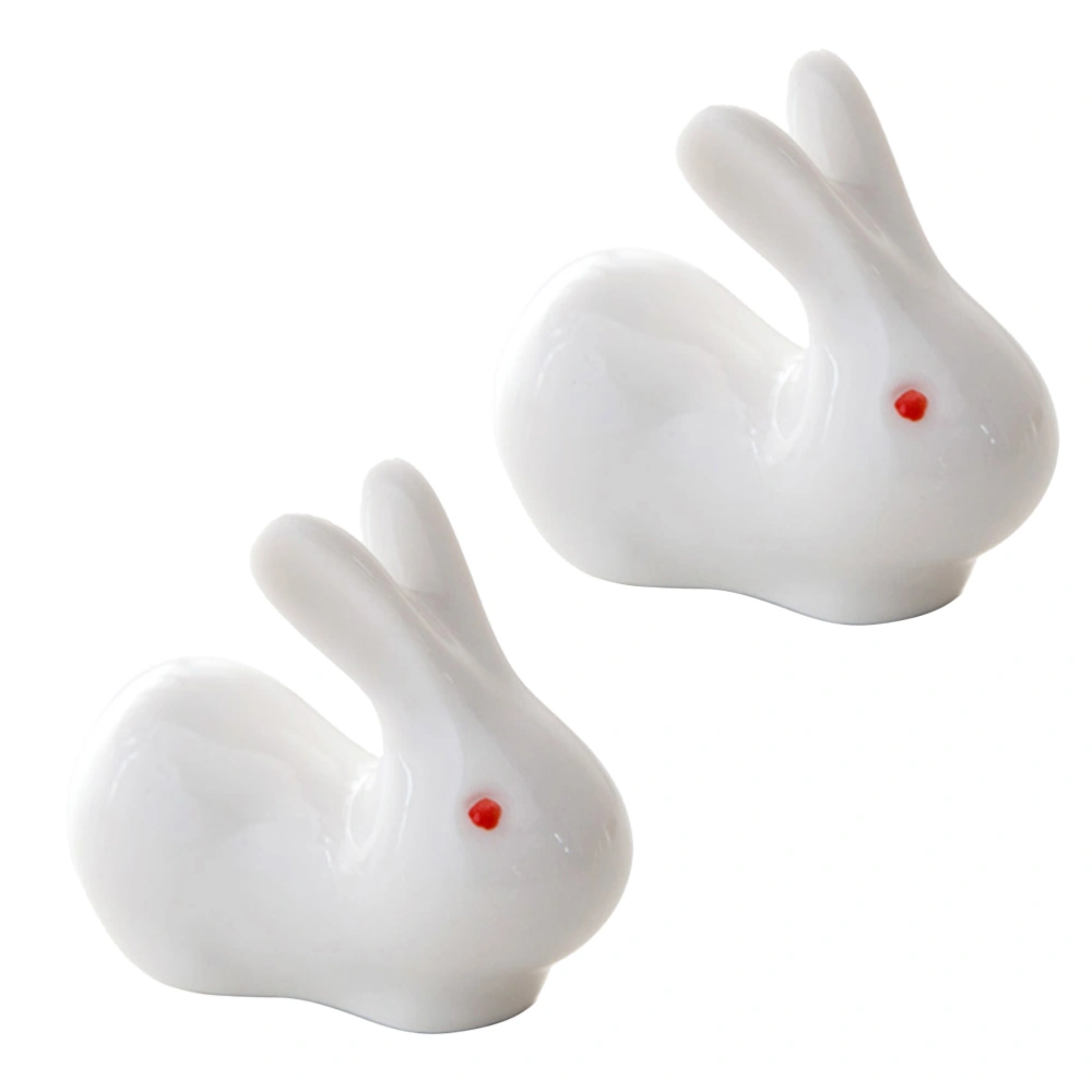 6 Pcs Lovely Rabbit Simulation Ceramic Rack Chopsticks Rest Pillow Holder Household Hotel Tableware Decoration for Banquet Dining (White)