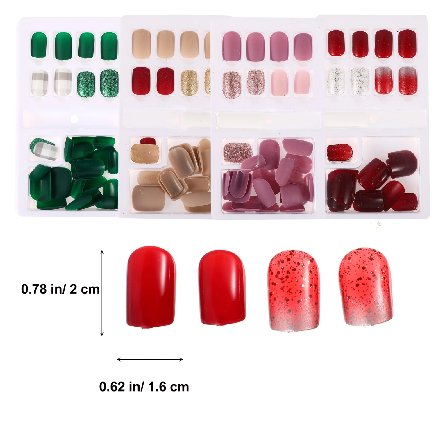 4 Packs/120pcs Fake Nails Matte Short Fingernails False Nails Tips Full Cover