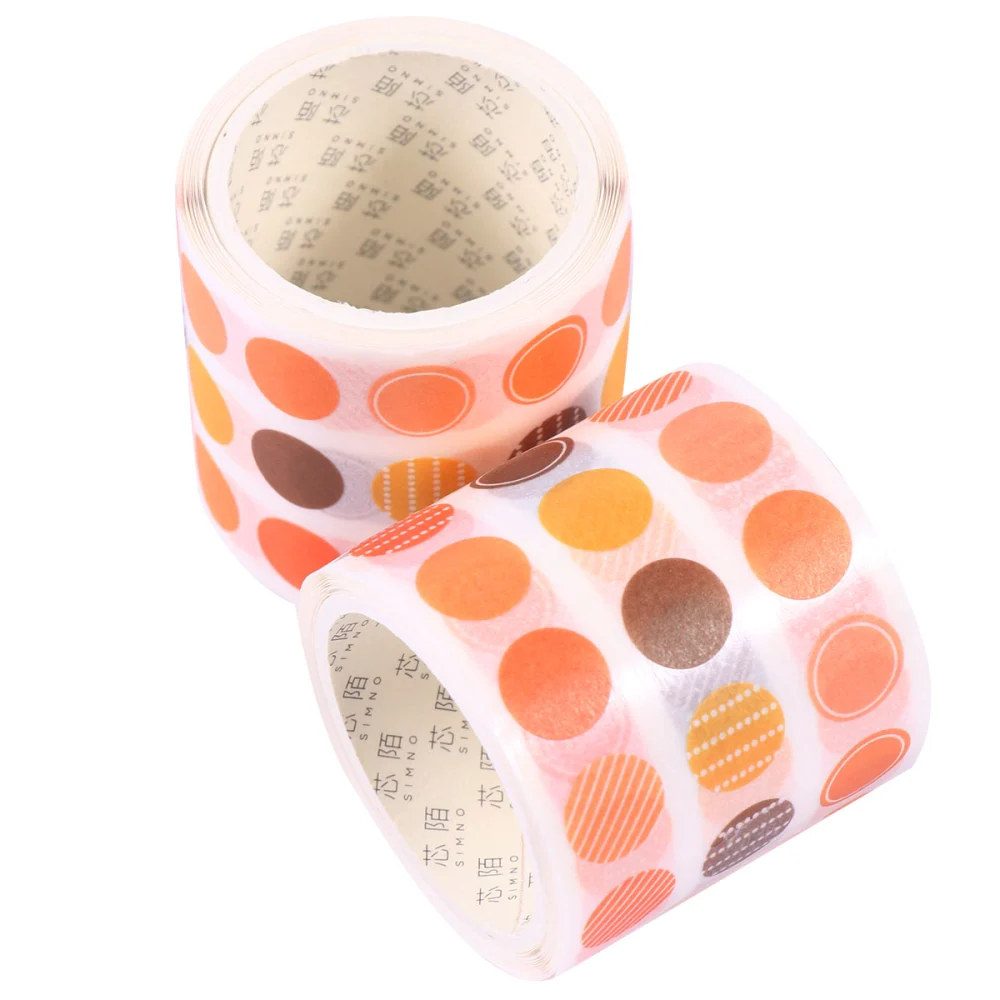 2Pcs Washi Tape Coil Sticky Notes Basic Color Planner Sticker Journal Sticky Paper Band (Orange)