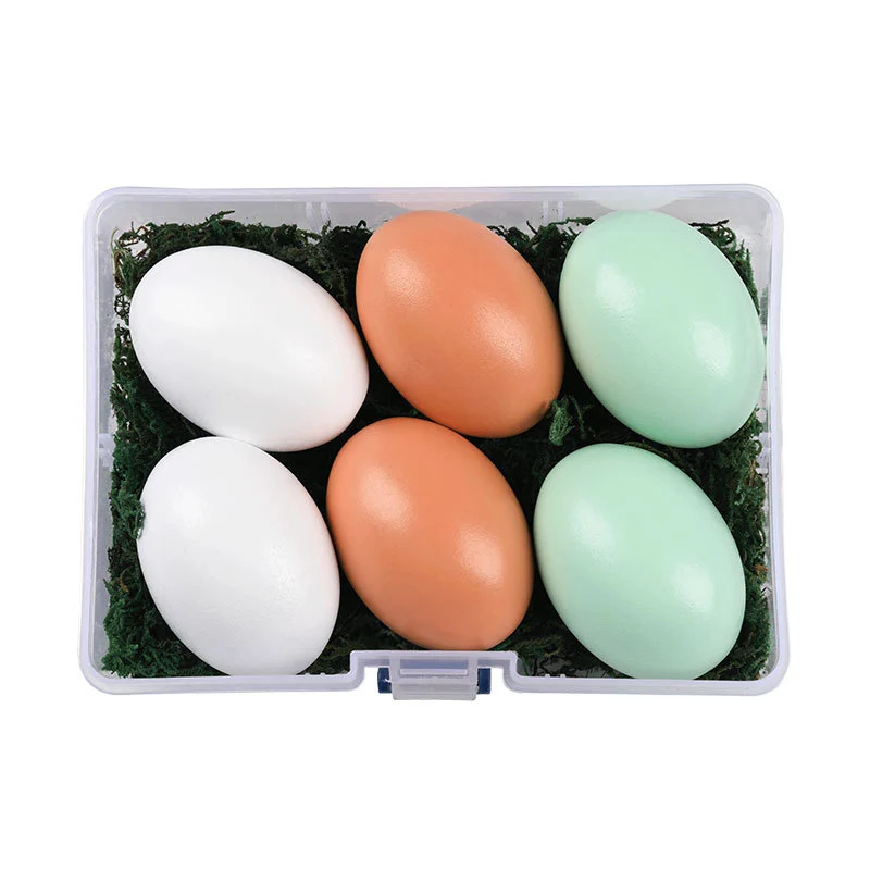 6pcs Simulation Eggs DIY Wood Eggs Easter Wooden Eggs Festival Decor Fake Eggs Decorations