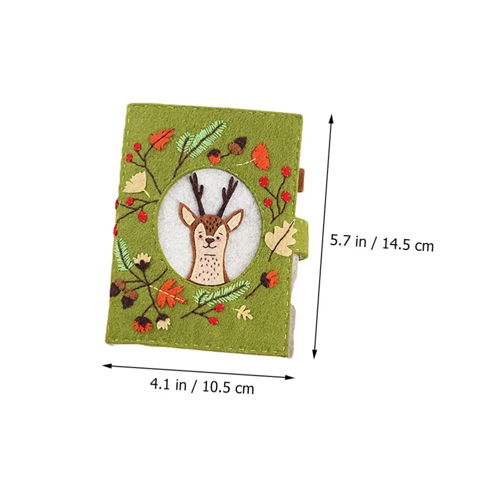 1Pc Non-woven Christmas Diary Creative Notepad Kids DIY Material Olive Green