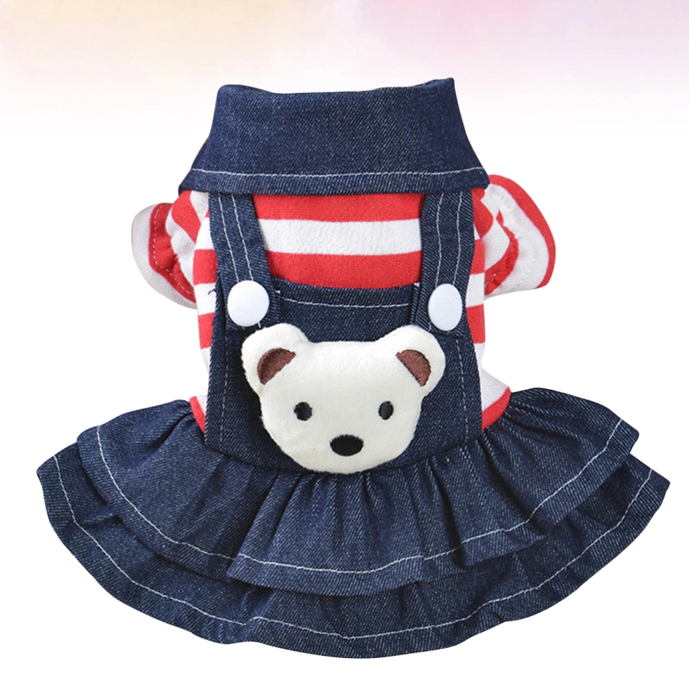 Adorable Red Stripes Dog Apparel Small Pet Dog Cat Puppy Bear Decor Dress Elegant Dog Dress (Size 10-S, Red)