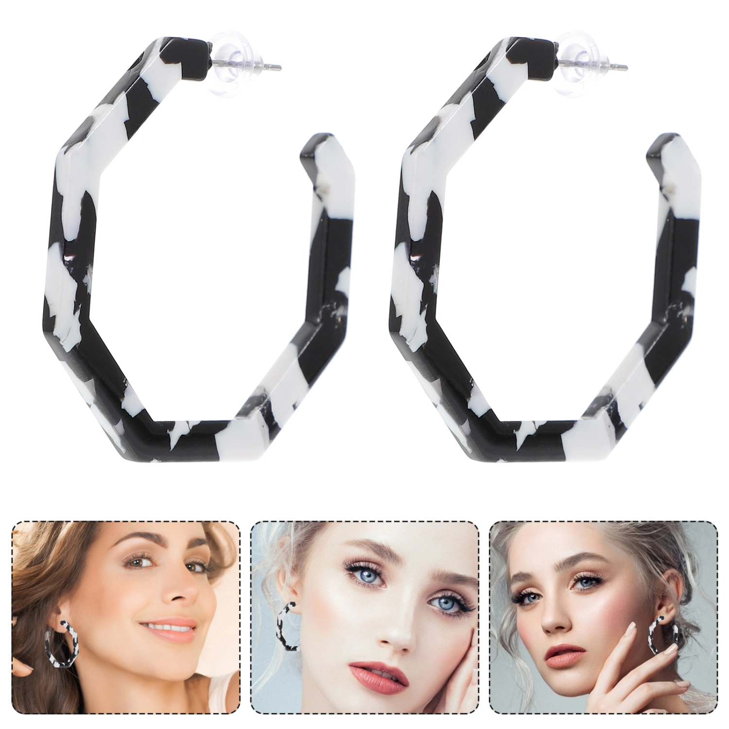 1 Pair of Leopard Ear Drop Round Chic Earrings Acrylic Earrings for Women