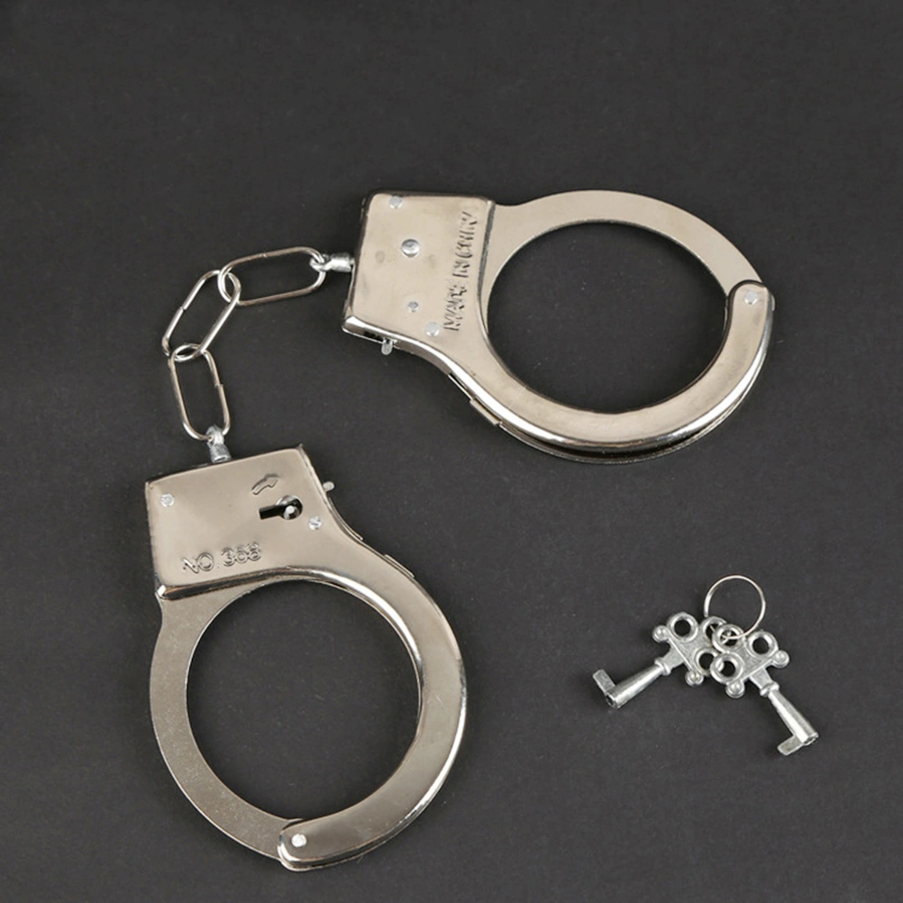 Kids Play Toy Metal Handcuffs with Key for Police Role Play Costume Accessories Metal Handcuffs