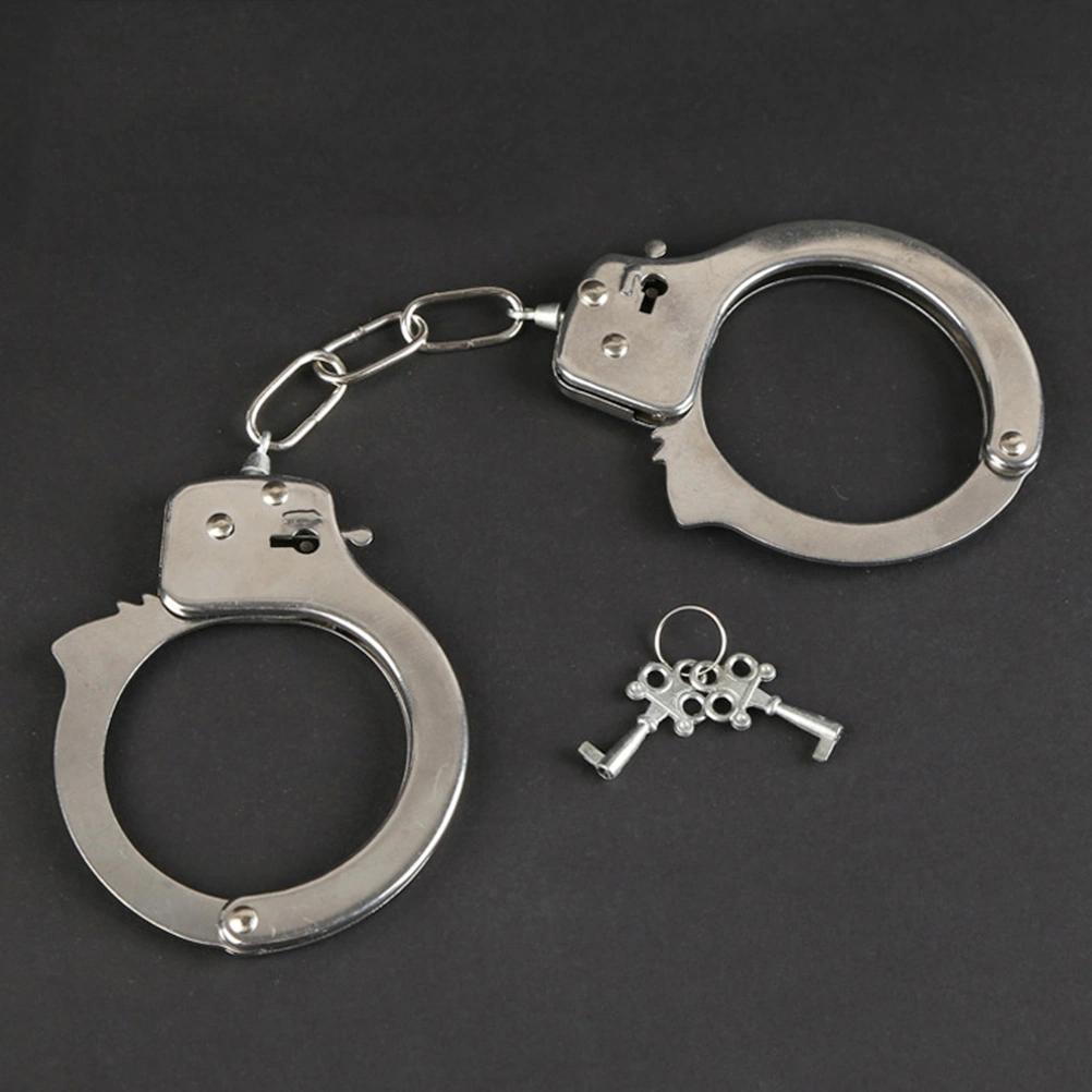 Kids Play Toy Metal Handcuffs with Key for Police Role Play Costume Accessories Metal Handcuffs