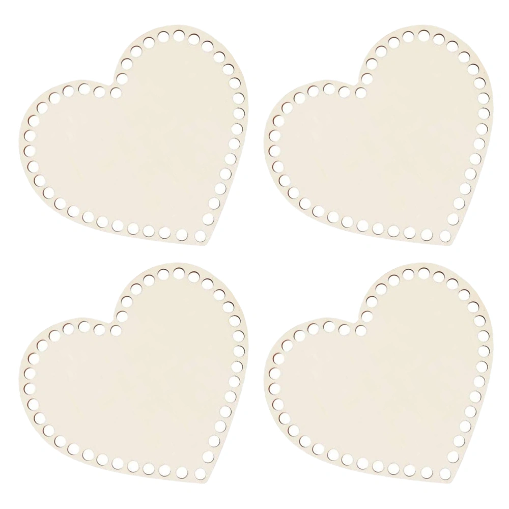 4PCS Wooden DIY Bag Bottom Base Manual Heart-shaped Crochet Bag Shaper Base