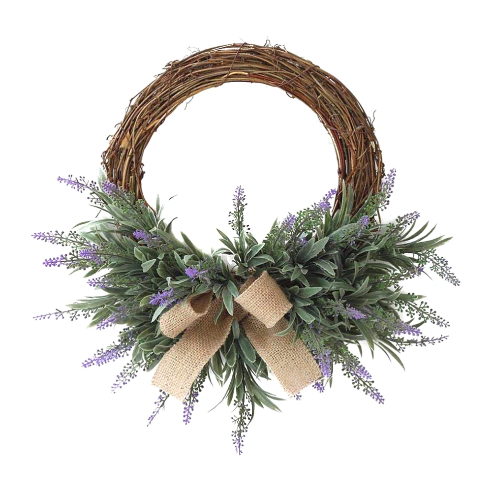 Simulation Lavender Wreath Pastoral Style Artificial Lavender Garland Flower Wreath Decoration for The Front Door Home Decor