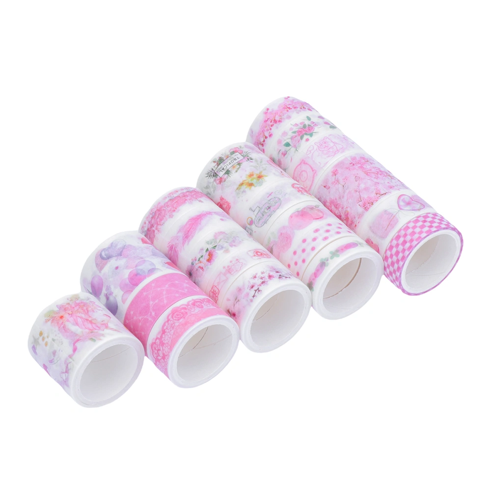 Fresh Washi Paper Tapes Pattern Adhesive Stickers DIY Gift Packaging Band Decorative Tape Set (Shore Orchid)