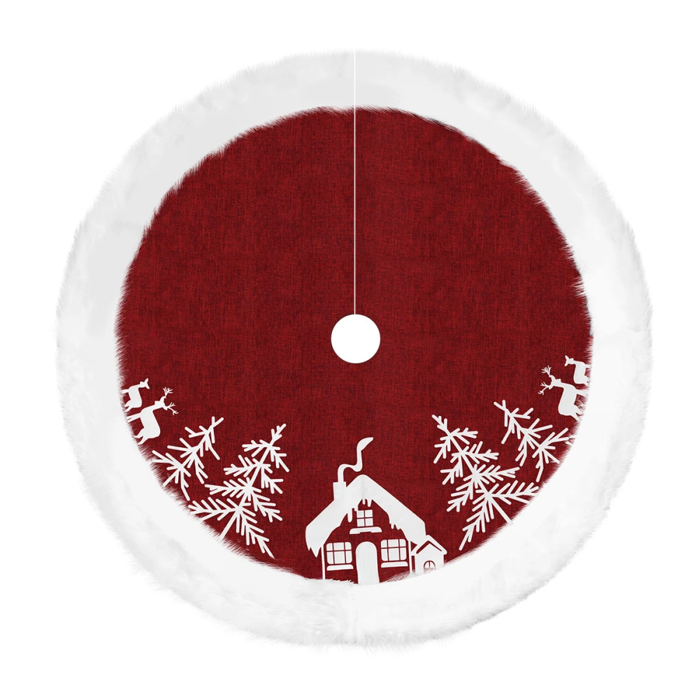 Vosarea Christmas Tree Skirt Xmas Tree Base Mat Holiday Christmas Tree Ornaments Home Party Decorations Red