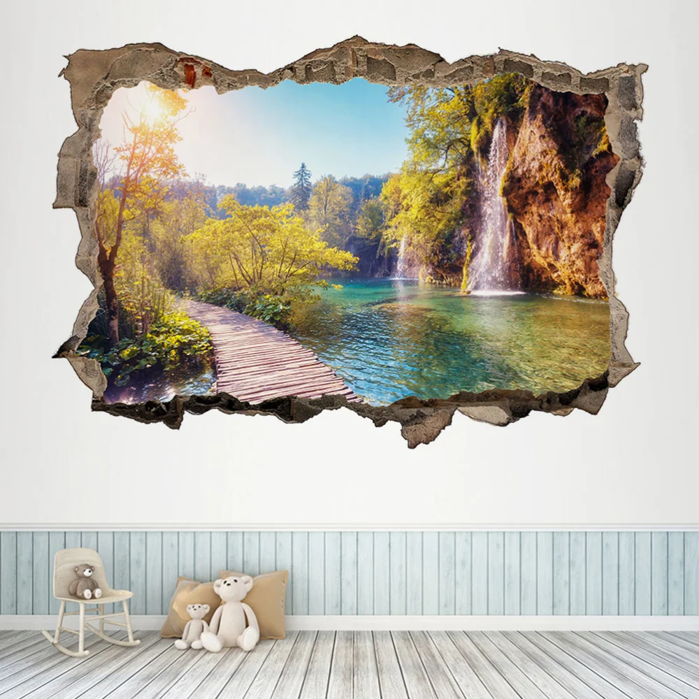 Stereoscopic Wallpaper Decorative Landscape Painting Stickers Bedroom Room Removable Layout Stickers