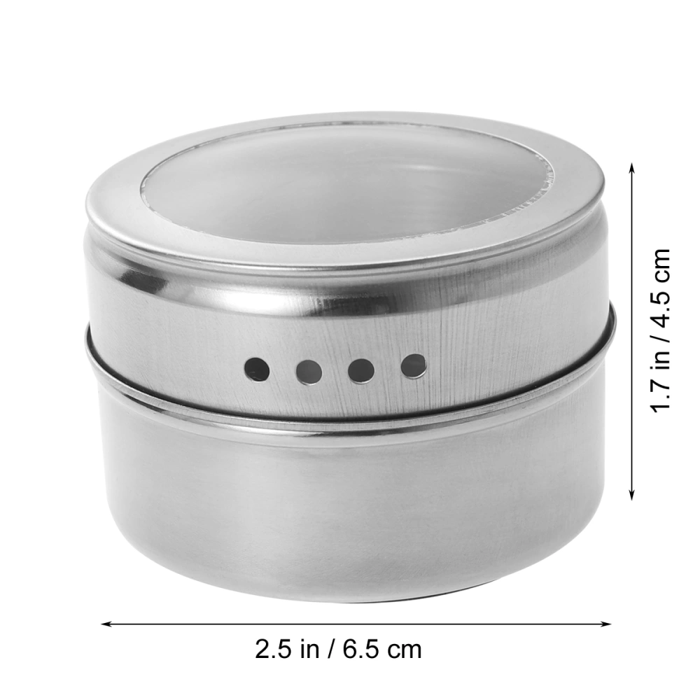 12Pcs Stainless Steel Magnetic Multi-Purpose Spice Storage Tins Clear Lid with Sift or Pour Magnetic on Refrigerator and Grill (Smooth Surface)