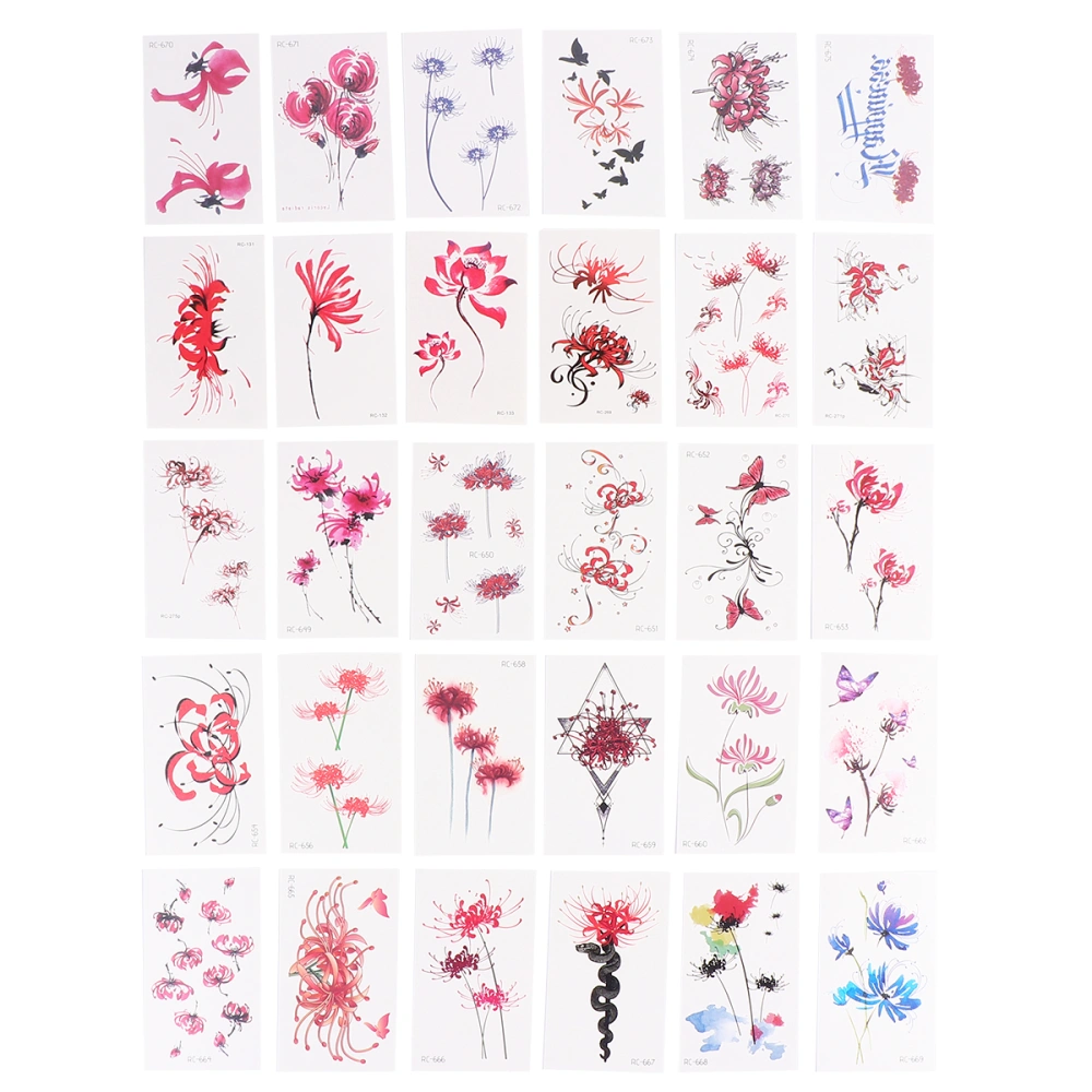 60pcs/2 Sets Flowers Stickers Waterproof Temporary Pastes Sticker for Wrist Ankle Arm