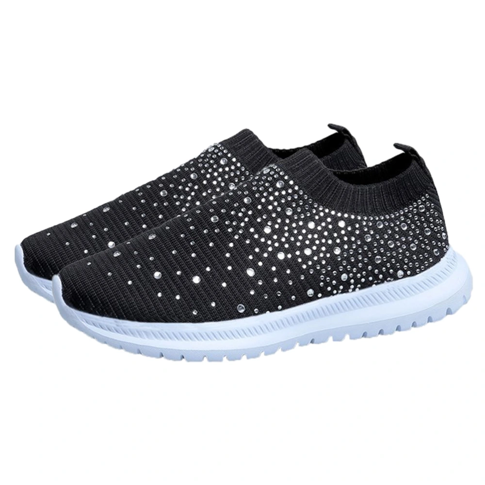 1Pair Women Rhinestone Shoes Breathable Fashion Shoes Simple Sports Shoes